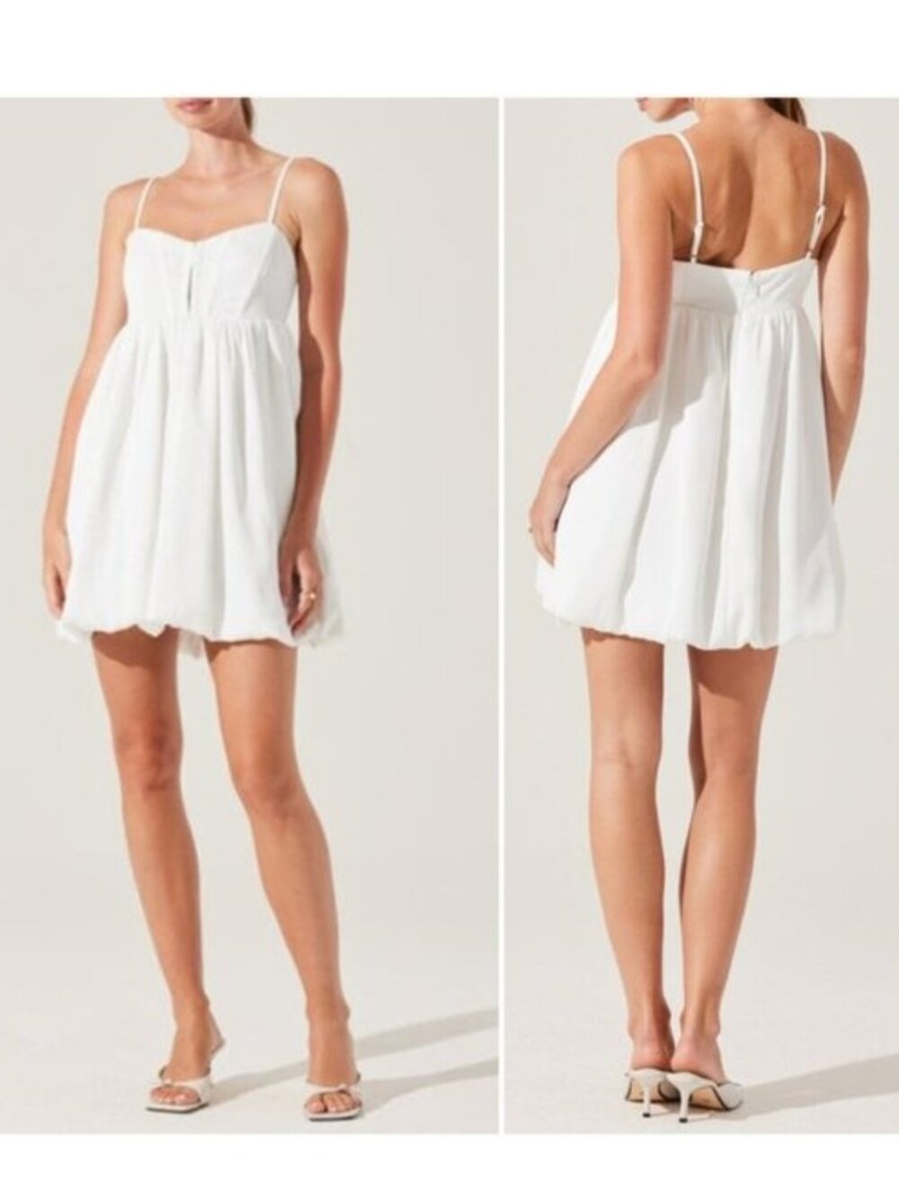 ASTR The Label Bustier Bubble Hem Babydoll Dress in White Size L